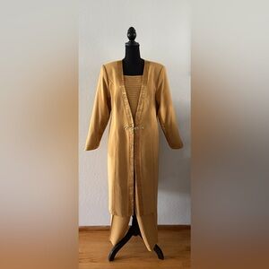 Donna Vinci Gold 3pc Pant Suit, with Gold Beading, Rhinestones, Size 16